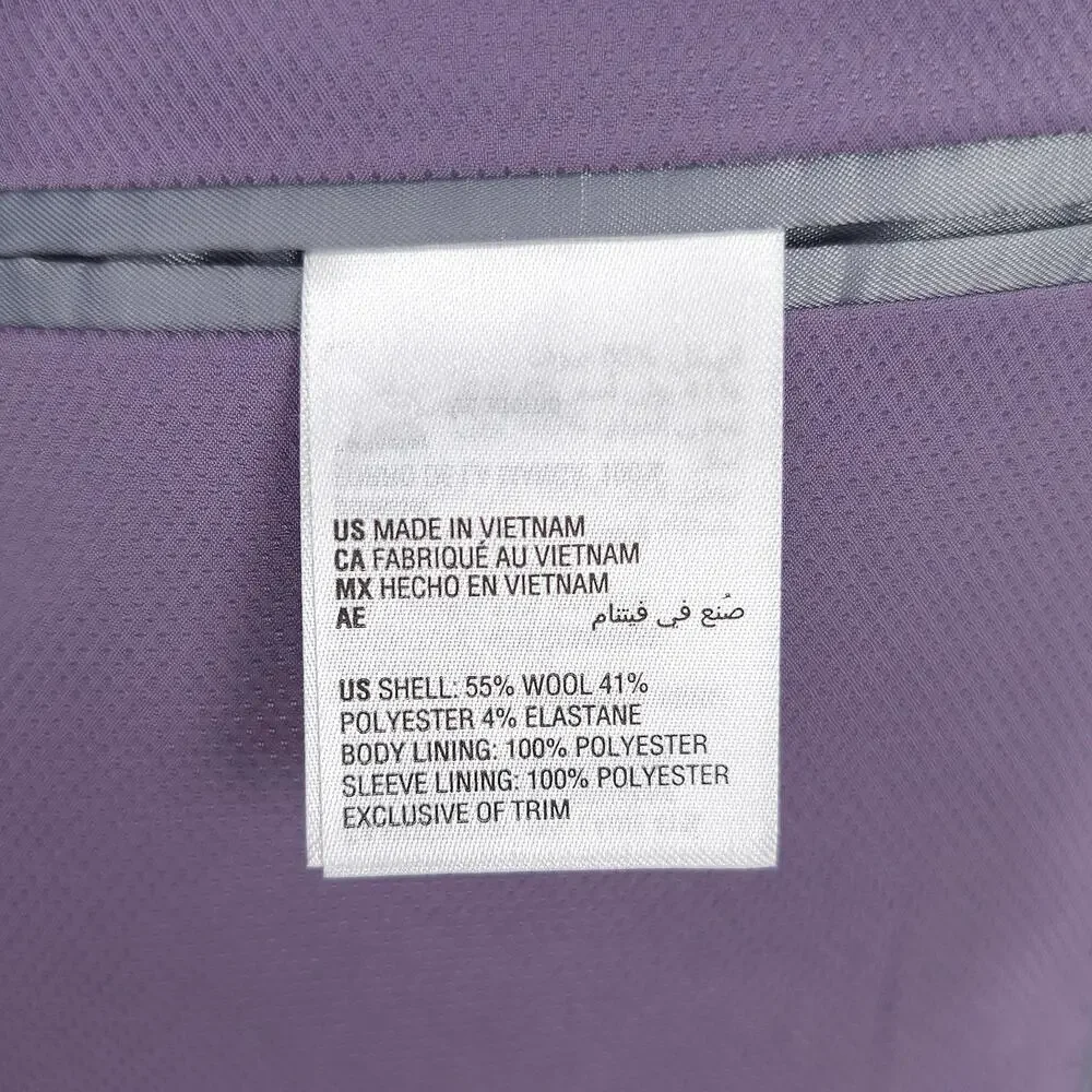 Bar III Mens Slim Fit 2 Piece Suit 36R 32x30 Lavender Purple Solid Stretch Wool
